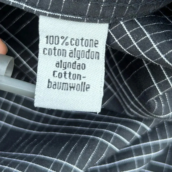 Visconti Uomo Men’s Black Stripe Long Sleeve Button Up Shirt Flip Cuff Size L - Picture 9 of 11